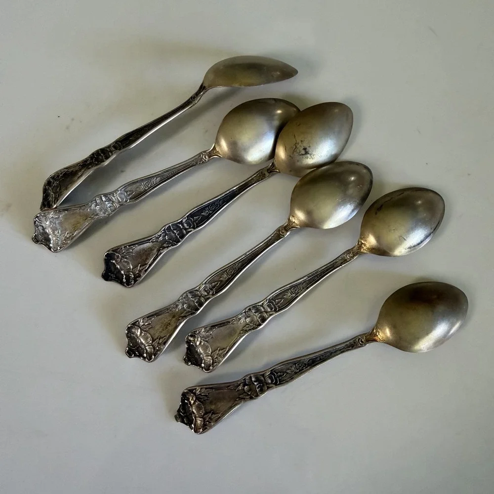 Antique Whiting Sterling Silver Louis XV Teaspoons Set of 6 No Monograms 4
